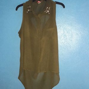 Olive Buttoned Up Top